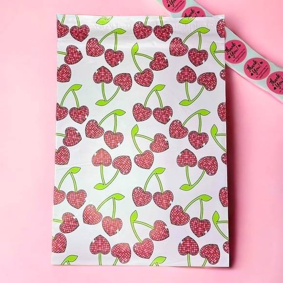 Cherry Bling Pink Shipping Bags Polymailers Poly Mailers Spring Summer 25 Pack - Picture 1 of 3